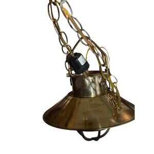 Vintage Solid Brass Nautical-Style Hanging Pendant Light, Salvaged from a Ship